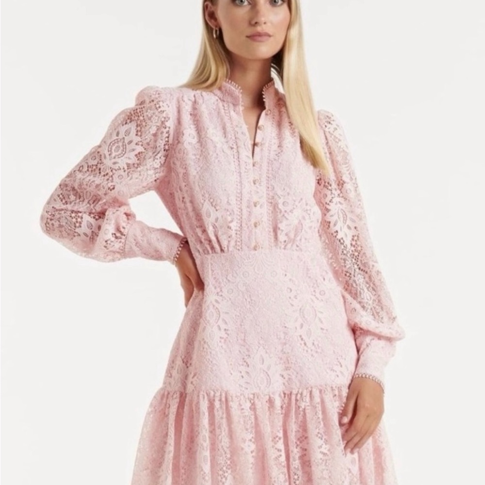 Ever New Pink Long Sleeve Tiered Sundress